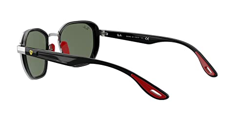 Ray-Ban RB3674M Scuderia Ferrari Collection Round Sunglasses, Silver/Dark Green, 51 mm