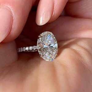 White Gold Plated 4 Carat Brilliant Cut Solitaire Cubic Zirconia CZ Engagement Ring Purpose Statement Anniversary Halo Ring (6)