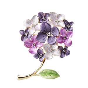 enamel purple lilac flower brooches women collar hydrangea weddings brooch pins