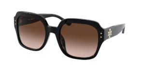 tory burch ty7143u 170913 56m black/dark brown gradient square sunglasses for women + bundle with designer iwear eyewear kit