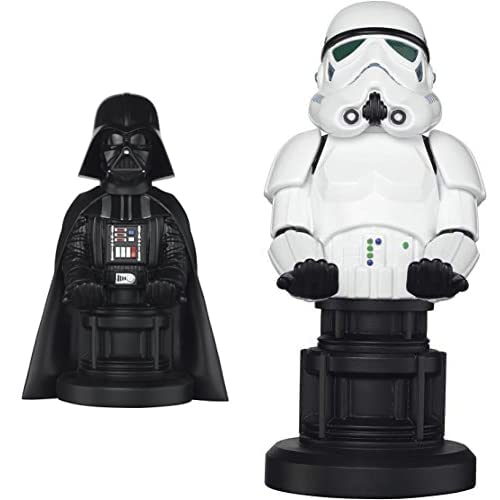 Exquisite Gaming: Star Wars Darth Vader (Original Series) & Stormtrooper (Classic Suit) - Mobile Phone, Gaming Controller Holders and Device Stands With Cable Guys Licensed Figures