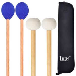 buytra marimba mallets and timpani mallets set with case - medium hard yarn head keyboard marimba mallet, blue - felt head timpani mallet stick percussion