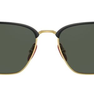 Ray-Ban RB3673M Scuderia Ferrari Collection Square Sunglasses, Black On Gold/Dark Green, 56 mm