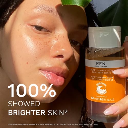 REN Clean Skincare AHA BHA Liquid Exfoliant Tonic for Face - Salicylic & Lactic Acid Exfoliator with Azelaic Acid Precursors, Radiance Exfoliating Toner