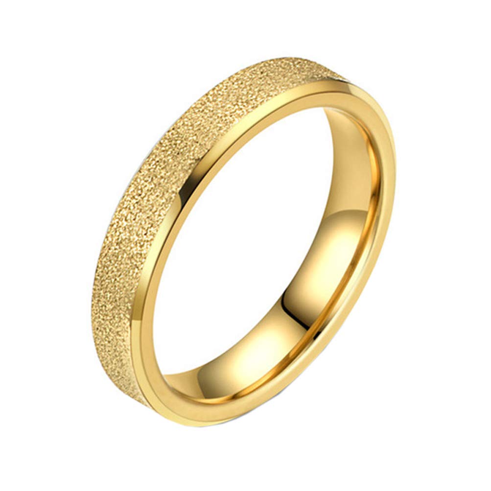 PAURO Unisex Stainless Steel Matte Finished Ring Engagement Promise Wedding Band 4MM Gold Size 10