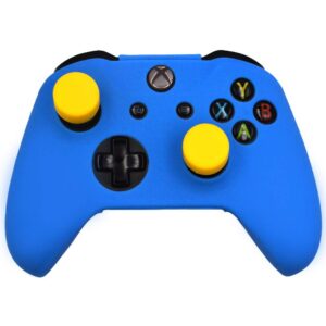 FOTTCZ Anti-Slip Soft Silicone Cover Skin Set for Microsoft Xbox One Controller which 1pcs Blue Controller Skin + 8pcs Thumb Grip Caps