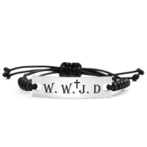 sousyokyo wwjd bracelet what would jesus do christian rope id jewelry stainless steel gifts