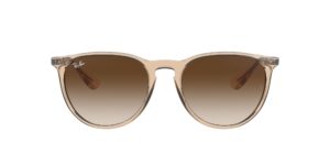 ray-ban rb4171f erika low bridge fit round sunglasses, transparent light brown/brown gradient dark brown, 57 mm