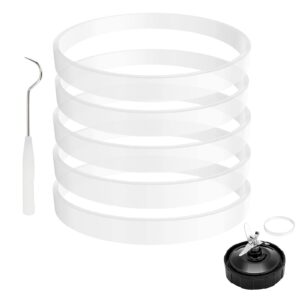 5 pack rubber gaskets replacement seal white ring for nutri ninja blender replacement for ninja auto iq pro extractor ct680 bl456-30 bl480 bl681a bl682 bl640 (3.94 inch gaskets)