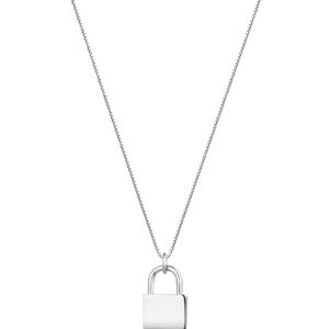 YL Women's Lock Necklace 925 Sterling Sliver Lock Pendant 18k White Gold Plated Jewelry