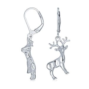 hunter outdoor buck elk moose antelope christmas rudolph reindeer dangle earrings for women teen lever back .925 sterling silver