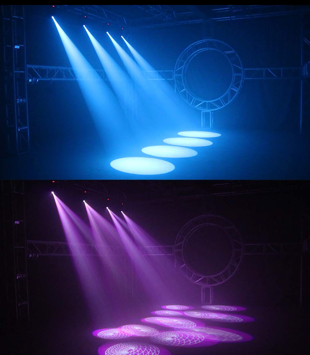 SHEHDS Moving Head Light LED 80W Spotlights with 8 Colors 8 Gobos DJ Lights 3-Facet Rotatable Prism Electronic Focus Sound Activated DMX Control Stage Light for Holiday Disco Club Party Wedding