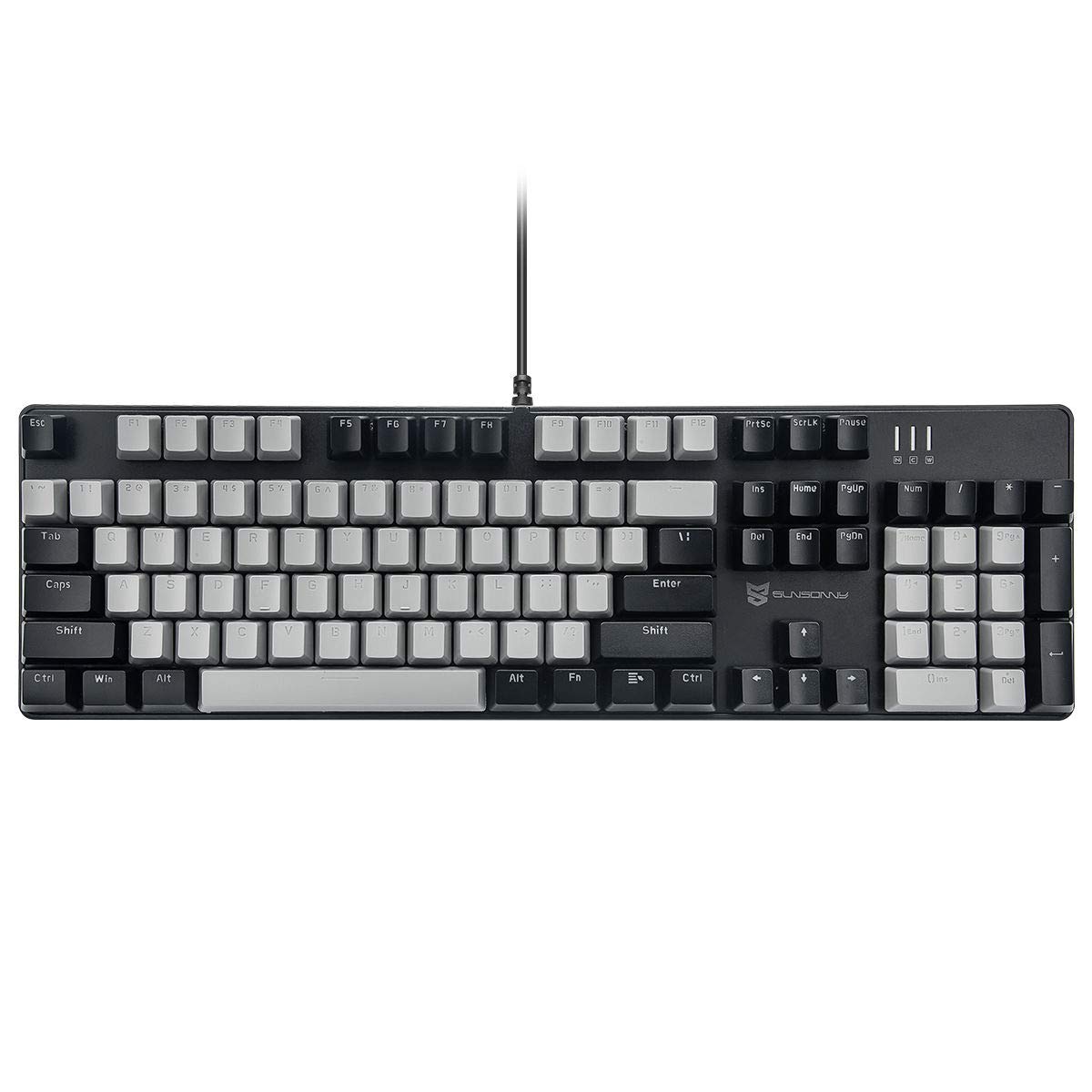 Merdia Mechanical Keyboard Gaming Keyboard | Blue Switch Black & Grey Backlit Keyboard | 104 Keys US Layout | Wired Gaming Keyboard | Hot Swappable Mechanical Keyboard | PC Gaming Keyboards