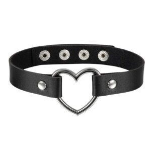 aroncent heart leather choker necklace for women sweet heart adjustable goth choker 12-16 inches