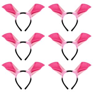 TopTie 6 PCS Pig Animals Ears Headband, Halloween Decorations for Adult & Kid, Costume Hair Hoop Party Favors