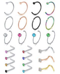 modrsa nose rings 16gauge l shape nose studs nose screw surgical stainless steel thick c shape nose ring hoop high nostril nose piercing jewelry for women men