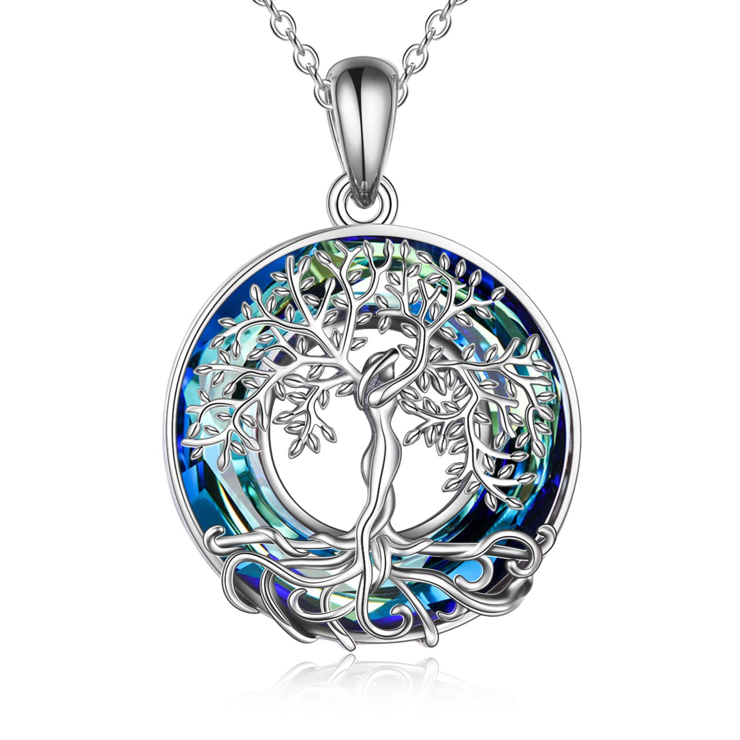 ONEFINITY Tree of Life Necklace for Mother's Day Gifts 925 Sterling Silver Crystal Tree of Life Pendant Necklace Tree of Life Jewelry for Mother and Women Gifts