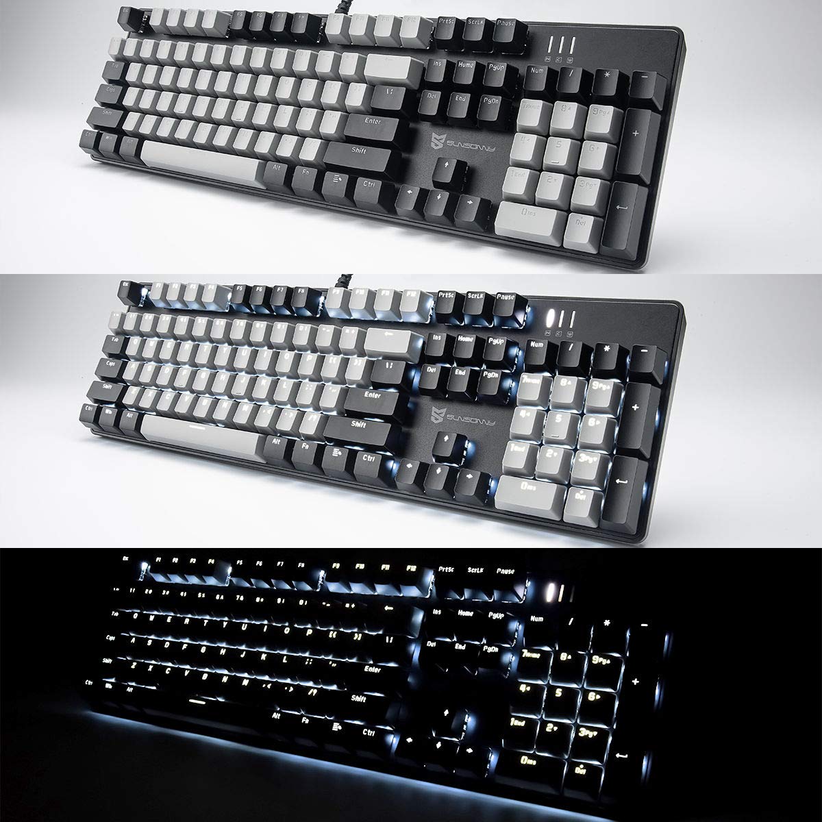 Merdia Mechanical Keyboard Gaming Keyboard | Blue Switch Black & Grey Backlit Keyboard | 104 Keys US Layout | Wired Gaming Keyboard | Hot Swappable Mechanical Keyboard | PC Gaming Keyboards