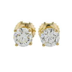 New World Diamonds 14kt Yellow Gold IGI Certified 1 Carat Lab-Created Diamond Earrings Pair Womens Screw Back Stud