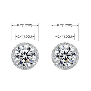 YOQUCOL Bright 10mm Cubic Zirconia Clip On Earrings Crystal Round Non Pierced Stud For Women