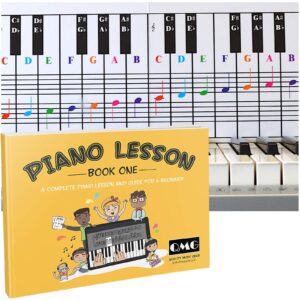 qmg piano and keyboard note chart and complete color note piano music lesson and guide book for kids and beginners