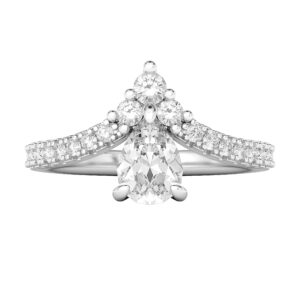 sterling silver princess crown pear shape simulated diamond engagement ring queen vintage promise bridal ring (7)