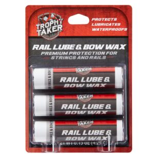 trophy taker rail lube & bow wax 3 pack | unscented | crossbow hunting accessories, waterproof archery bow string wax | helps reduce friction and prevent fraying,red & black