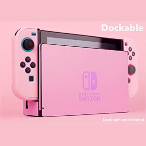 BelugaDesign Pink Puff Ball Case | Cute Kawaii Anime Pink Pastel Cover for Girls | Dockable Star Allies Forgotten Land | Compatible with Regular Nintendo Switch Standard [Video Game]