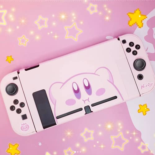 BelugaDesign Pink Puff Ball Case | Cute Kawaii Anime Pink Pastel Cover for Girls | Dockable Star Allies Forgotten Land | Compatible with Regular Nintendo Switch Standard [Video Game]