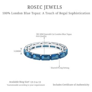 Natural London Blue Topaz Eternity Band for Women, AAA Quality, Certified Topaz Anniversary Ring (Ready to Gift), 14K Rose Gold, Size:US 7.50