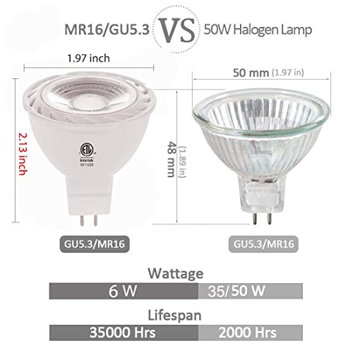 Green MR16 LED Light Bulbs 50W Equivalent Halogen Replacement 6W 12V Bi-pin GU5.3 Outdoor Landscape Yard Lighting- Pack of 6