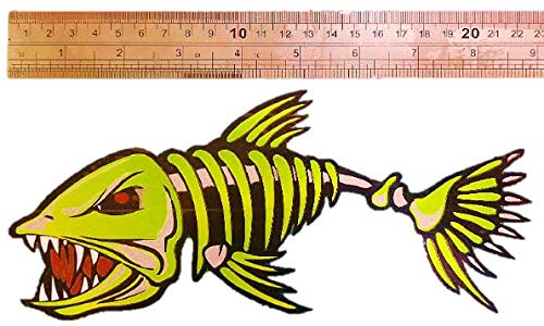 2 Pieces Fish Sticker - 9 inches, No Outline - Kayak Decals Fishbone Skeleton Stickers for Kayak Canoe Fishing Boat Wall Car Accessories