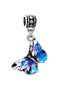 labenie dangle abstract blue butterfly charm bead