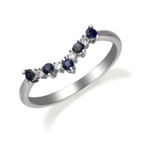 Gin & Grace 10K White Gold Genuine Blue Sapphire (I1,I2) (Size 7) Propose Promise Ring for Women