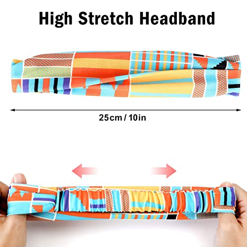 SATINIOR 6 Pieces African Headband Boho Print Headband Yoga Sports Workout Hairband Elastic Twisted Knot Turban Headwrap for Women Girls Hair Accessories (Bohemia Prints)