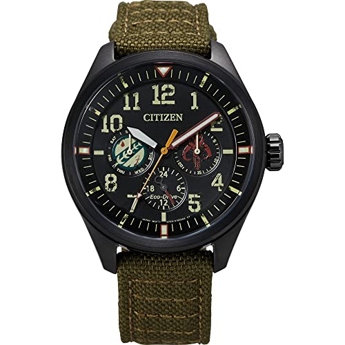 Citizen Eco-Drive Star Wars Quartz Men's Watch, Stainless Steel with CORDURA® strap, Boba Fett, Green (Model: BU2058-00W)