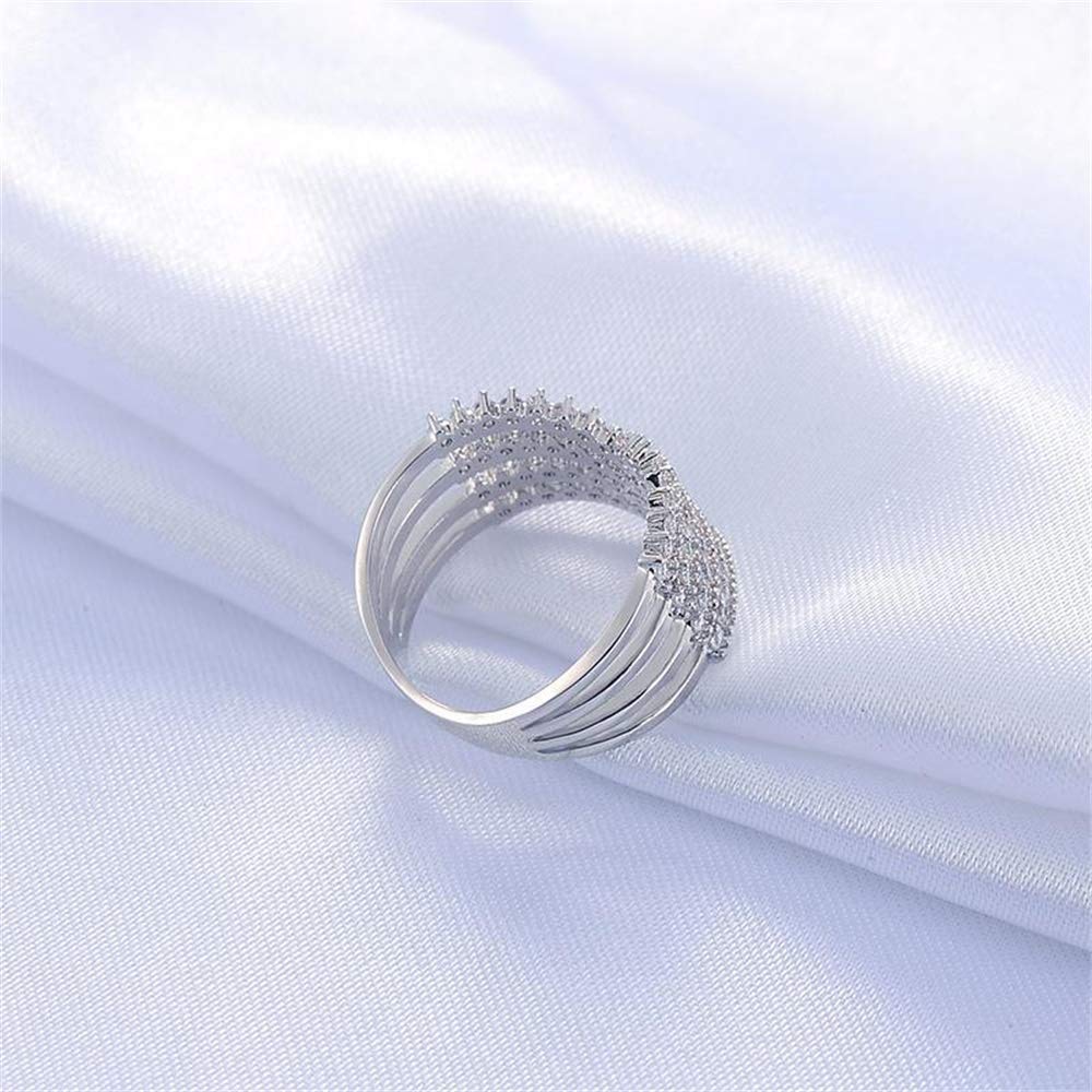 925 Sterling Silver Shiny Full Diamond Ring Cubic Zirconia Rings CZ Diamond Multi Row Ring Eternity Engagement Wedding Band Ring for Women TZ.42 (US Code 7)