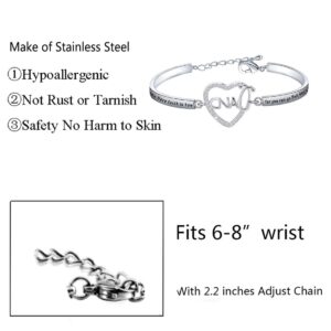 BNQL CNA Certified Nurse Assistant Stethoscope Heart Bracelet CNA Charm Jewelry Gifts for Nursing Student (Bracelet)