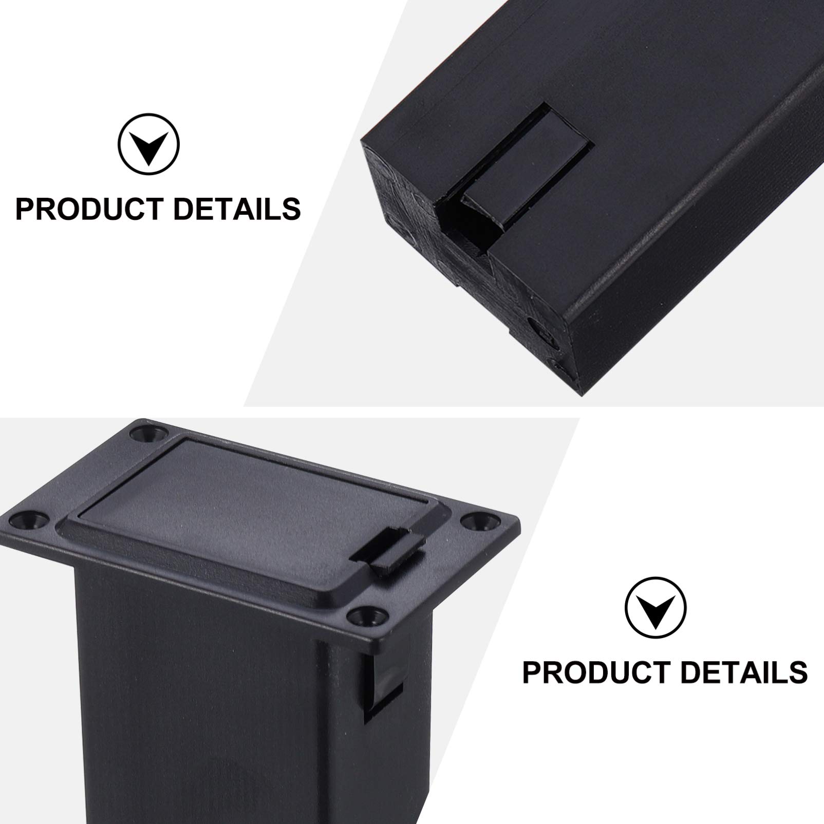 3pcs Pickup Battery Box 9V Plastic Guitar Active Battery Case Holder for Guitar Bass Pickup Replacement Tool (Black)