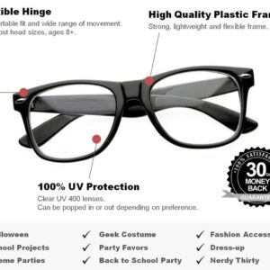 Art+Social 10 Black Nerd Glasses - Clear Lenses