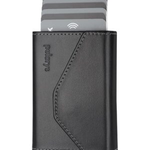 PULARYS Mini Wallet RAVEN - Multifunckion Credit Card Case - Italian Leather - RFID blocking - Size: 6.5 x 10 x 2.5 cm - Space for up to 7 Cards - Classic Design