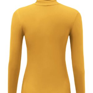 AUHEGN Women's Turtleneck Shirts Long Sleeve Tops Thermal Sweaters for Women X-Large Mustard