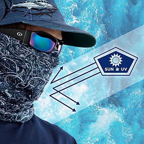 Flying Fisherman SunBandit: Neck Gaiter Mask for Men & Women, UV Face Protection for Sports & Outdoors, Lightweight Multi-Functional Outdoor Clothing | Wave Break, Blue (SB1739)