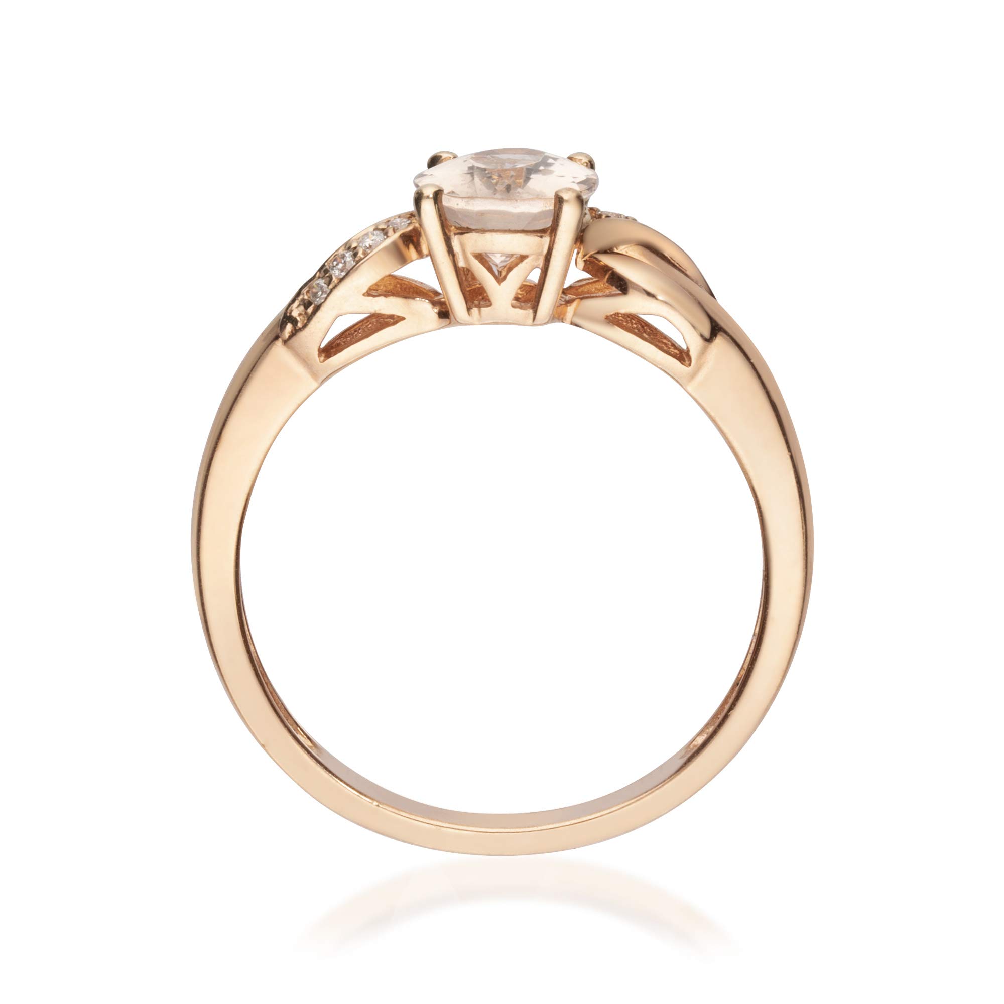 Gin & Grace 10K Rose Gold Genuine Morganite Ring with Diamonds| Ethically, authentically & organically sourced (Oval-Cut) Shaped Morganite Hand-Crafted Jewelry for her | Morganite Ring for Women