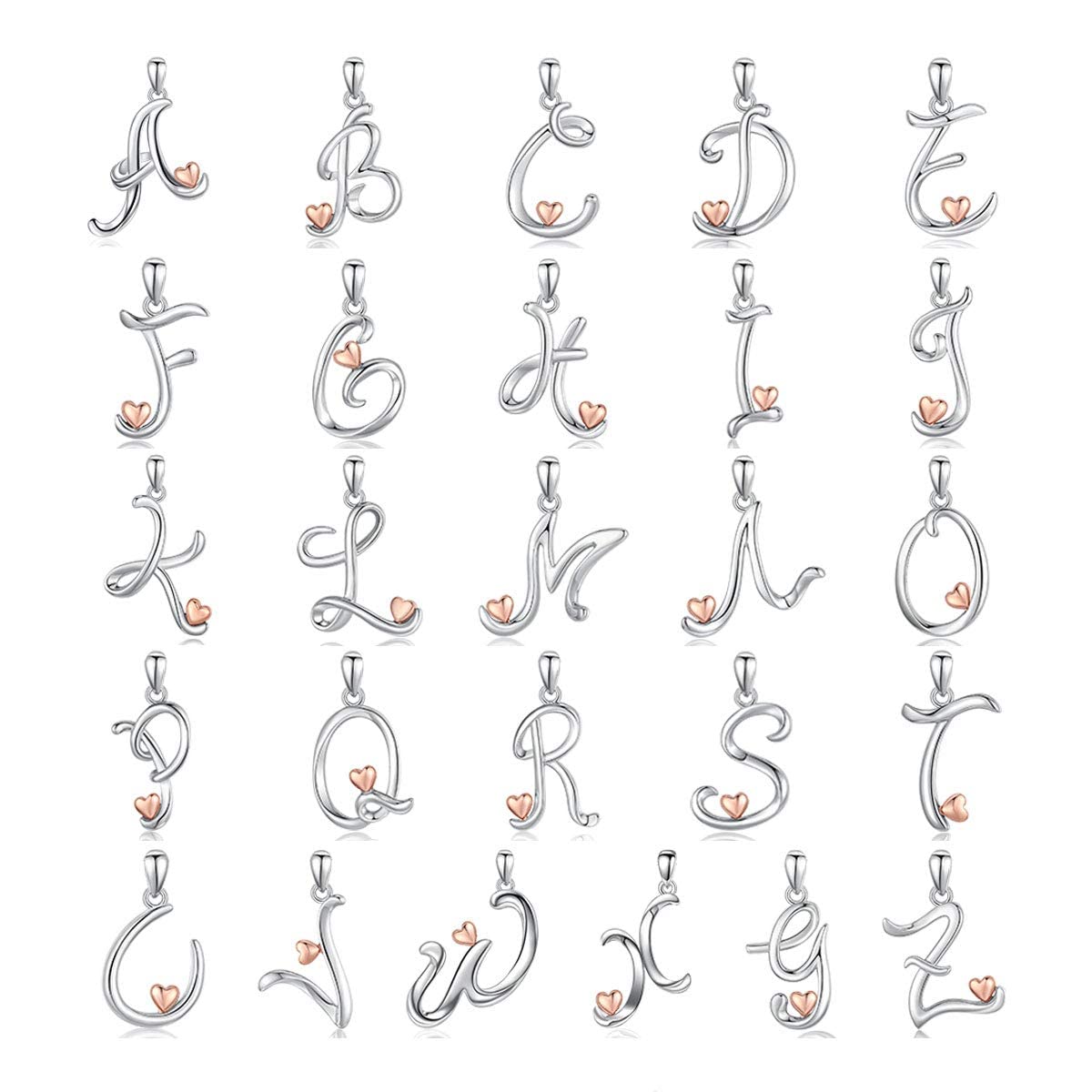 CELESTIA Gifts for Women Sterling Silver Initial Necklaces for Women Letter Pendant A Monogram Necklaces Alphabet Heart Initial Jewelry