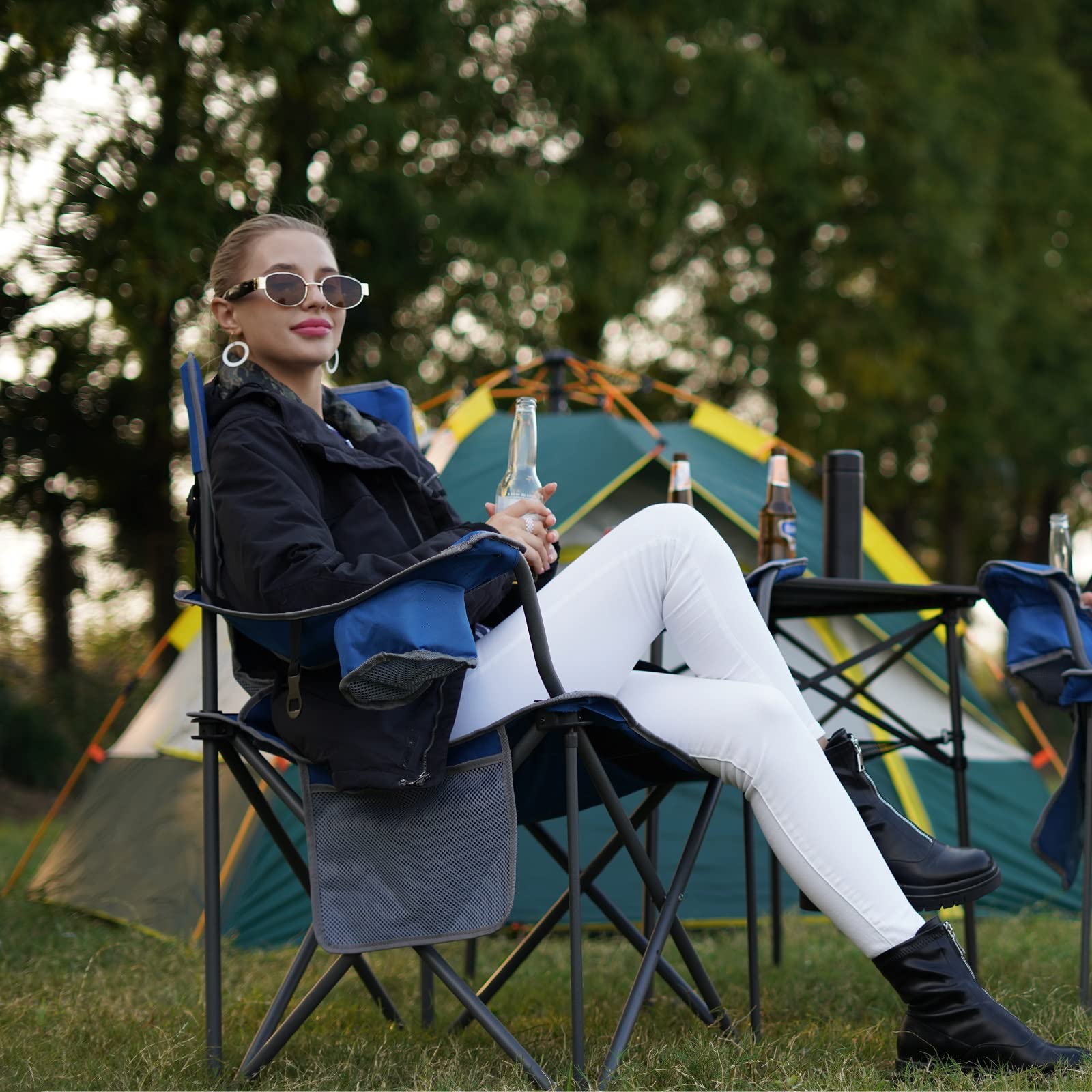 SUNNYFEEL Outdoor Folding Table | Lightweight Compact Aluminum Camping Table, Roll Up Top 4 People Portable Camp Square Tables with Carry Bag for Picnic/Cooking/Beach/Travel/BBQ