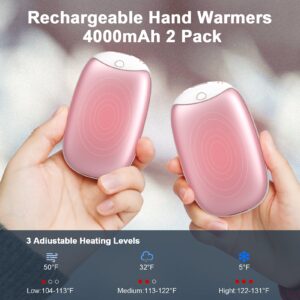 2 Pack Hand Warmers Rechargeable, 8000mAh Electric Portable Pocket Hand Warmer/Power Bank, Great for Outdoor Sports, Hunting, Golf, Camping, Warm Gifts for Women, Men