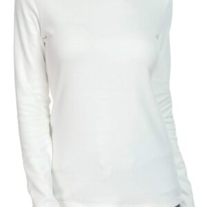 Udobana Women's Mock Turtleneck Cotton Basic Thermal Tops White Large