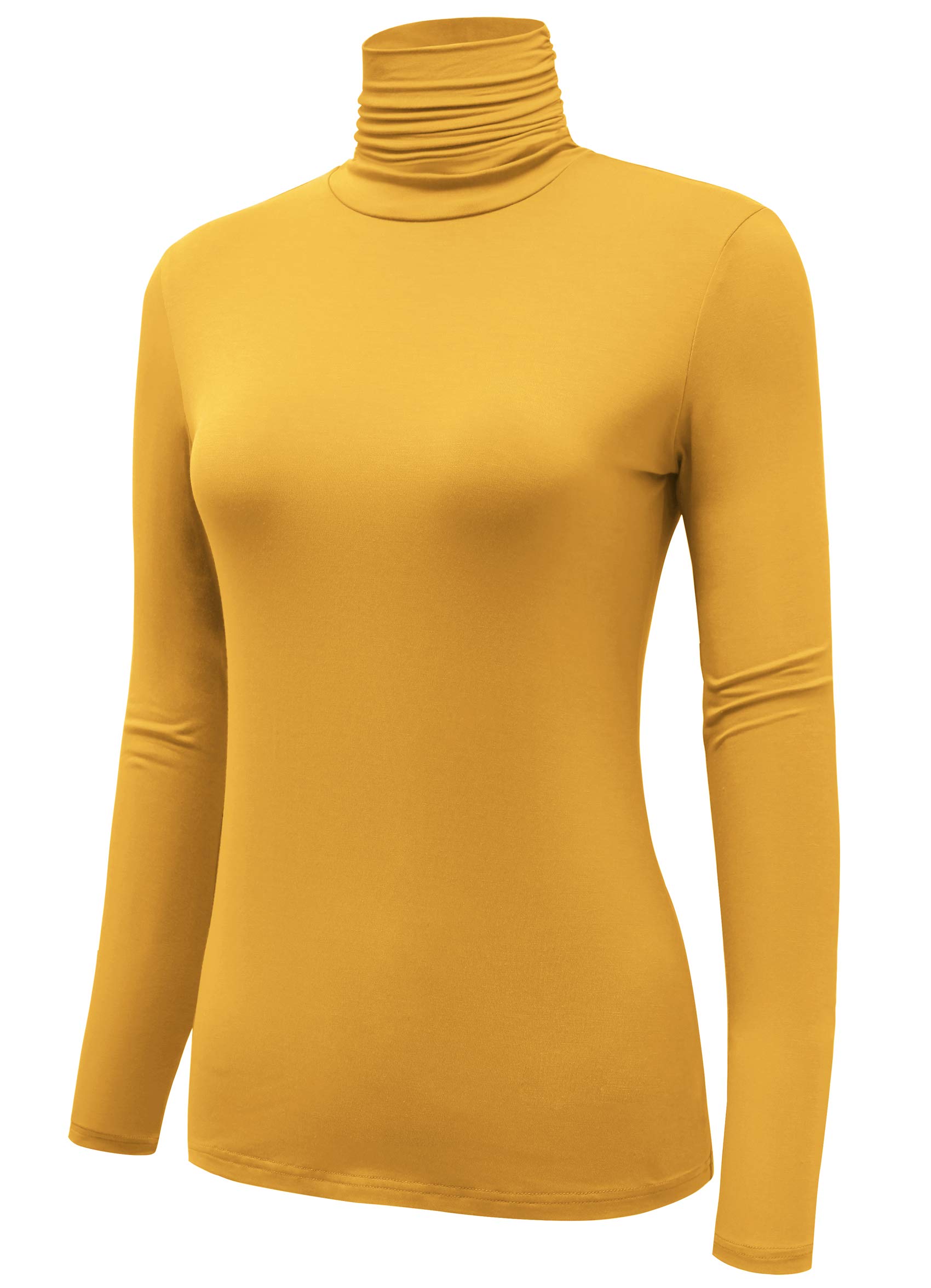 AUHEGN Women's Turtleneck Shirts Long Sleeve Tops Thermal Sweaters for Women X-Large Mustard