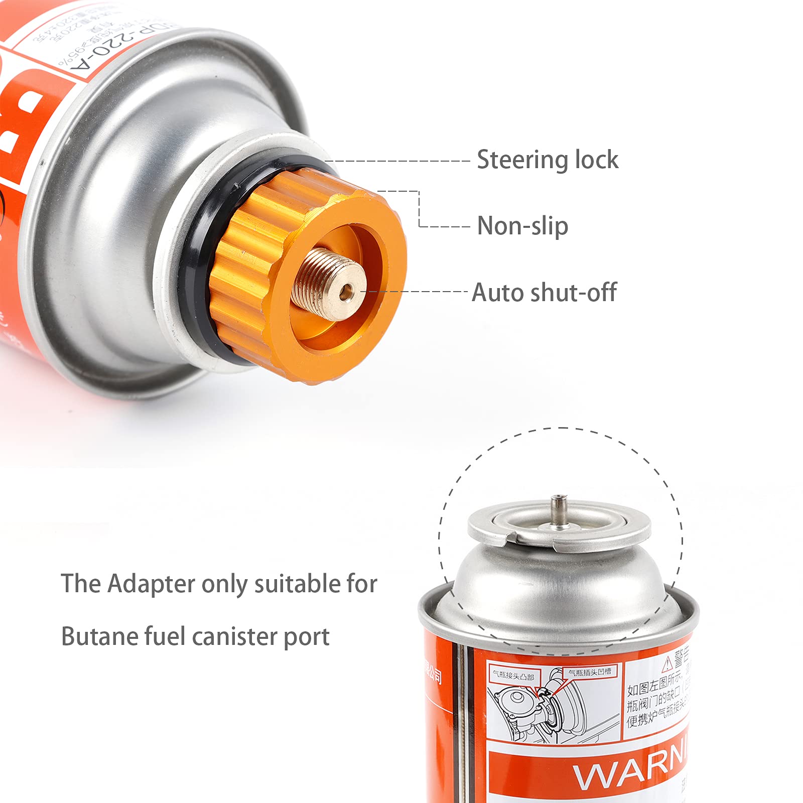 Hamans Butane Fuel Canister Adapter, Camping Backpacking Stove Butane Gas Adapter Convert Connector